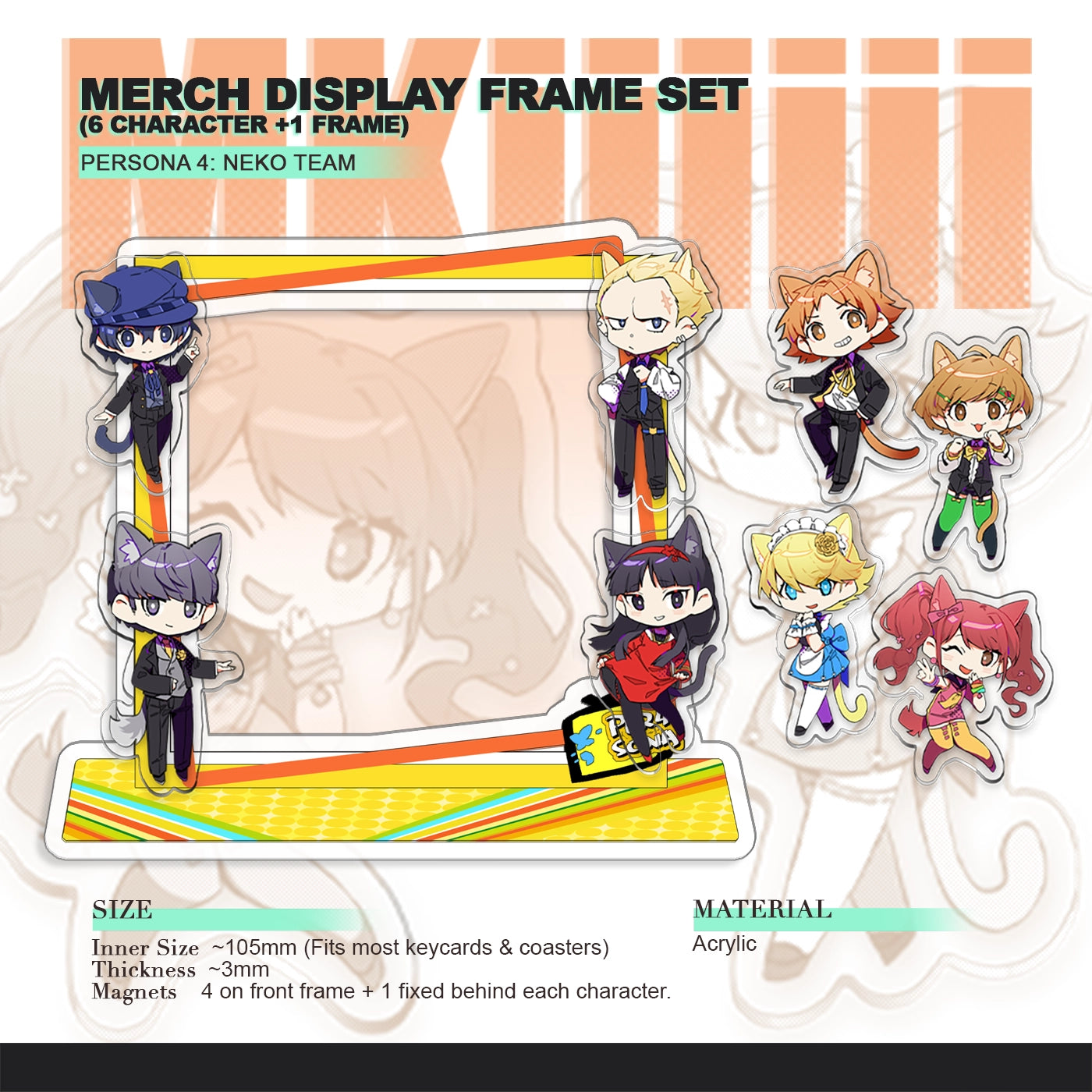 Persona 4 Doujin Theme「NEKO TEAM」Merch Display Frame Set | Art by MKiiiiii