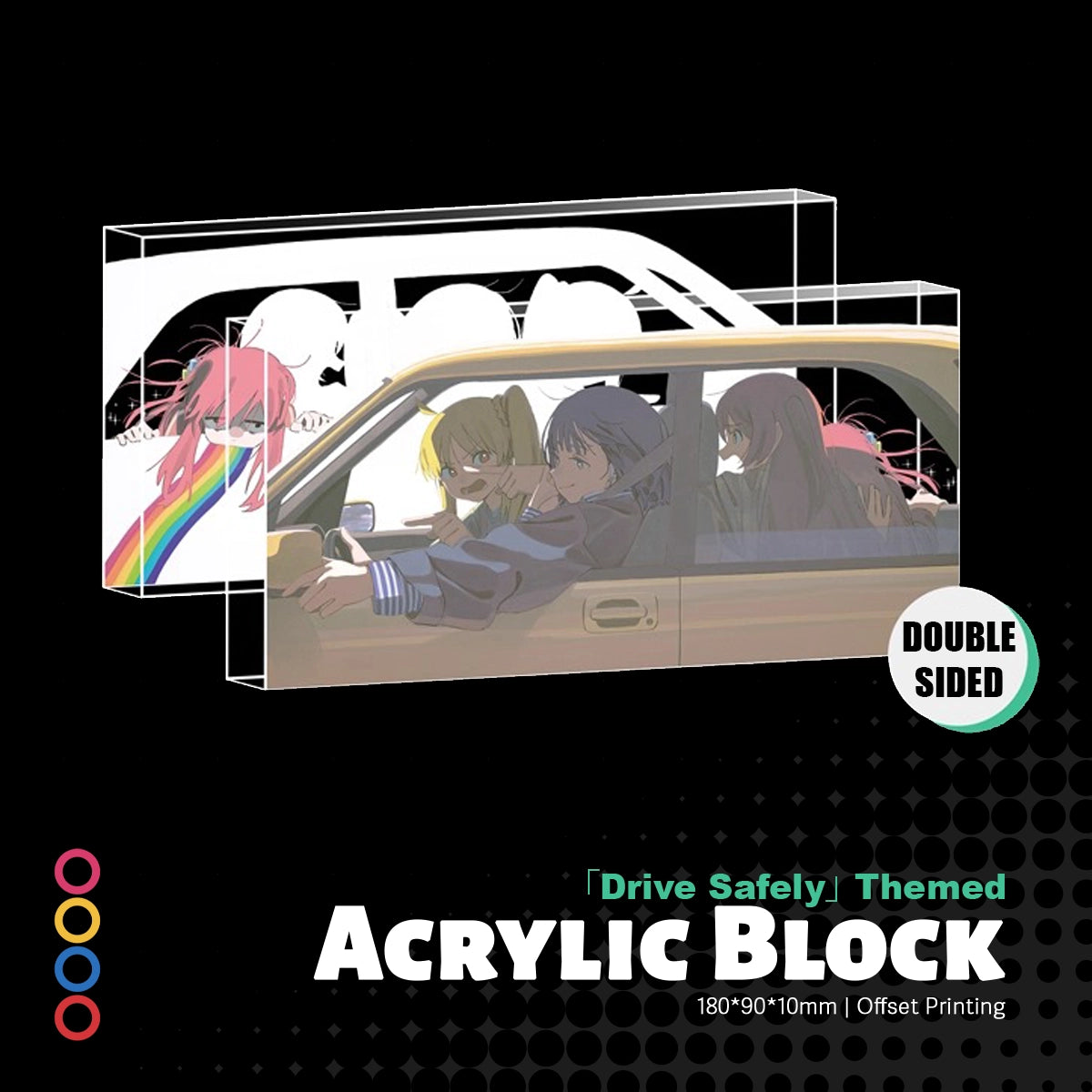 Bocchi the Rock!「Drive Safely」Themed Acrylic Block | Art by Jiankun Yu