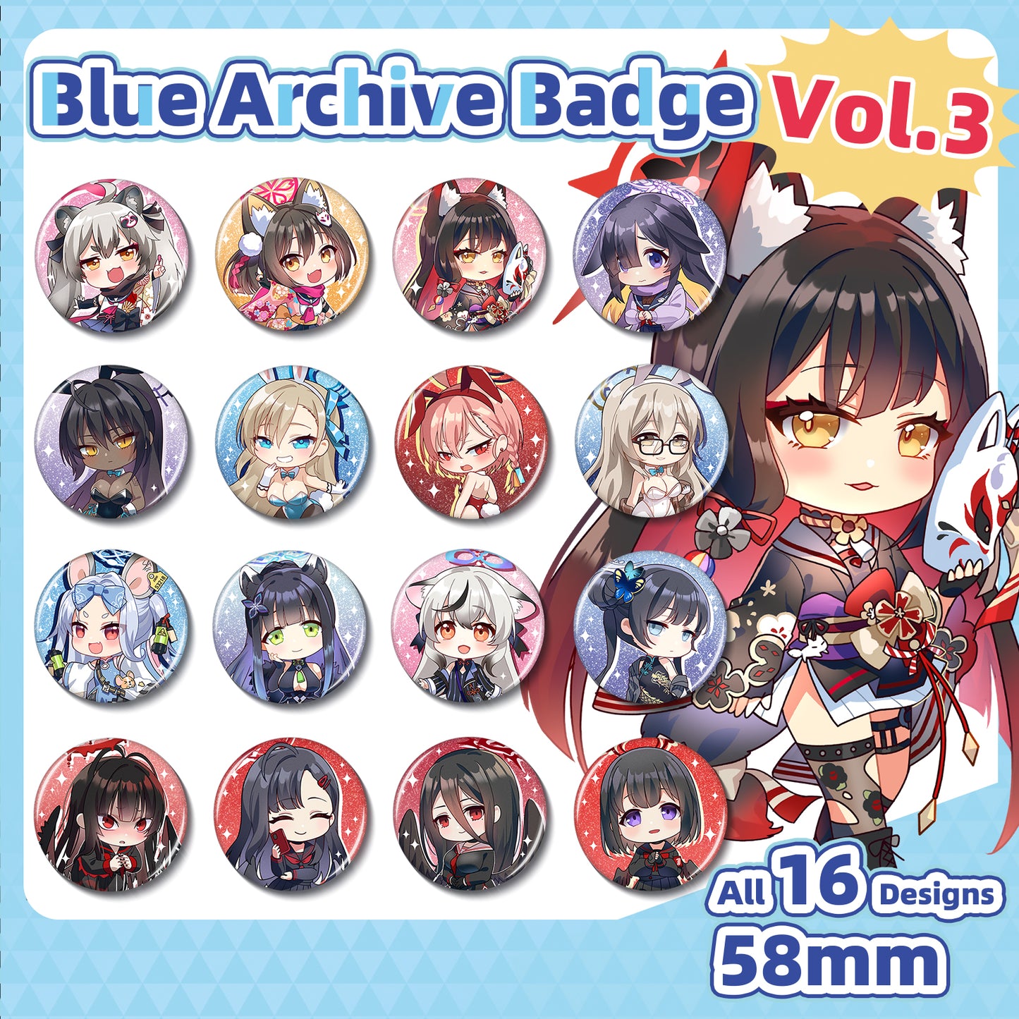 Blue Archive Doujin Chibi Badge Blind Box | Art by Mio