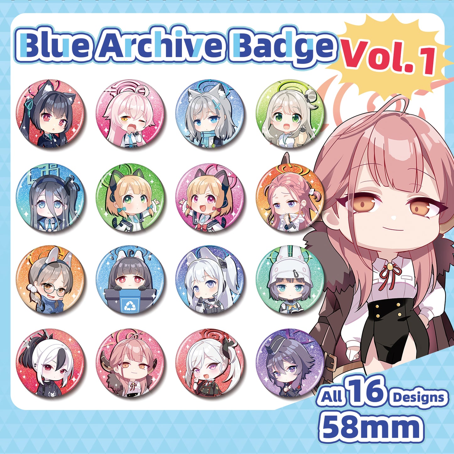 Blue Archive Doujin Chibi Badge Blind Box | Art by Mio