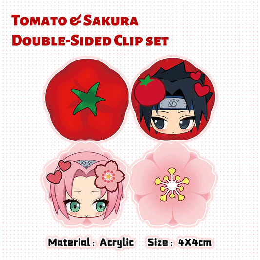 NARUTO Tomato & Sakura Double-Sided Clip Set | Art by リリ