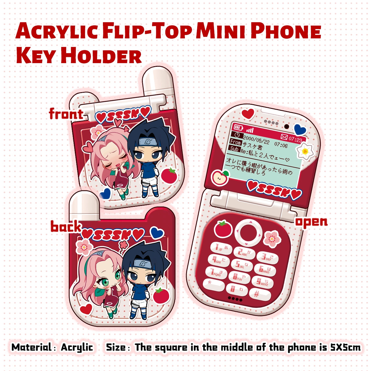 NARUTO Acrylic Flip-Top Mini Phone Key holder | Art by リリ