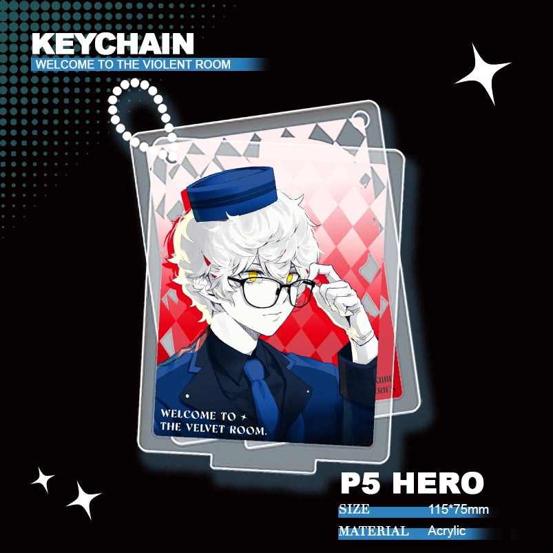 Persona 3/4/5 Doujin Theme「Welcome to the Violent Room」Acrylic Stand + Keychain 2IN1 | Art by MKiiiiii