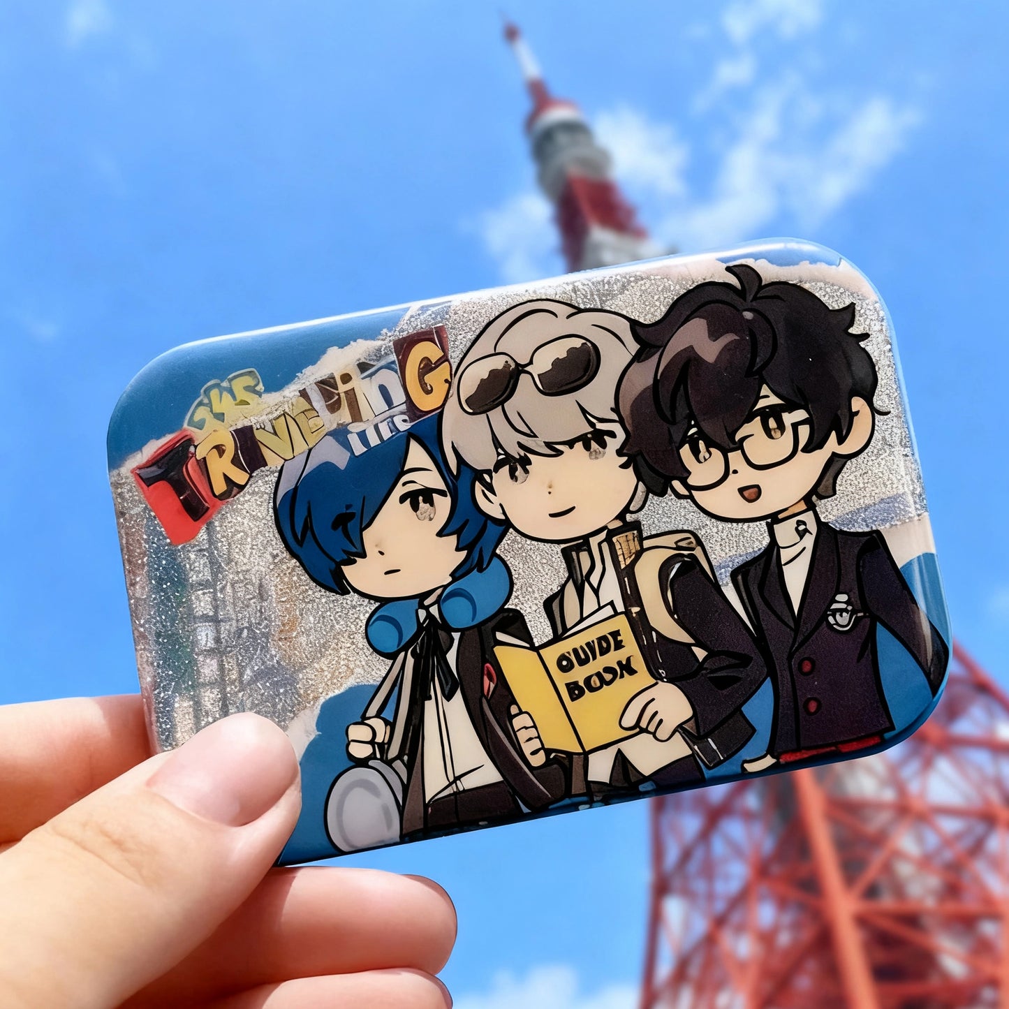 Persona 3/4/5「345 Travelling Life」Rectangular Badge | Art by BreadGunn